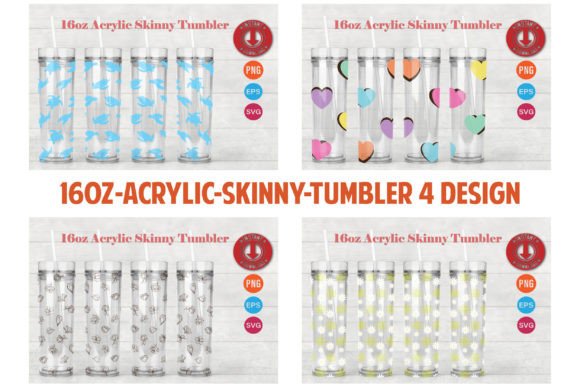 16oz Acrylic Skinny Tumbler SVG Graphics & Print Templates
