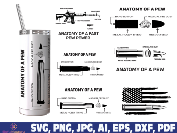 Bullet Anatomy Tumbler SVG for 20oz Crafts & Graphics