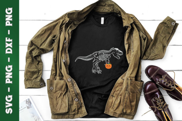 Halloween Dinosaur Skeleton T-Rex Scary Graphics & T-Shirt