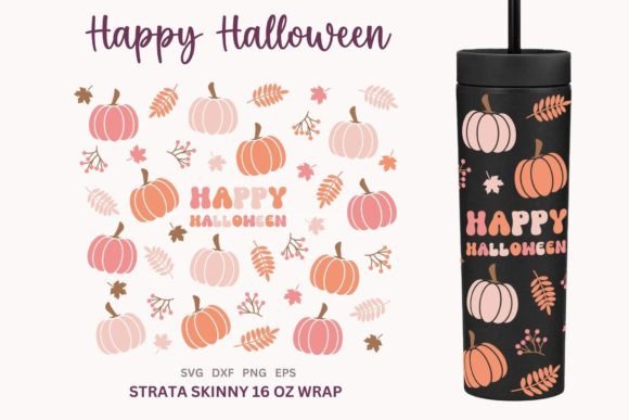 Happy Halloween Strata 16oz Tumbler SVG Graphics & Illustrations