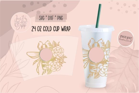 Honey Bee Cold Cup SVG for Crafts & Graphics Projects