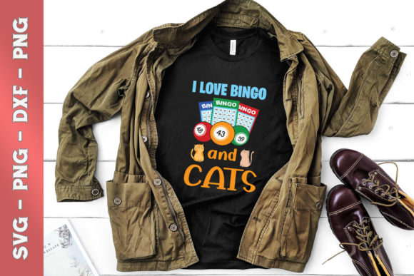 I Love Bingo and Cats Graphics for T-Shirt Designs