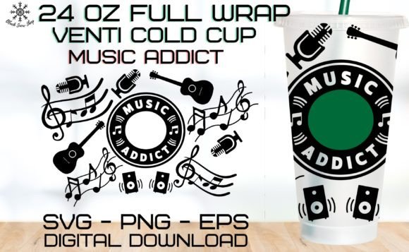 Music Addict Wrap Venti Cold Cup Graphics & Illustrations Review