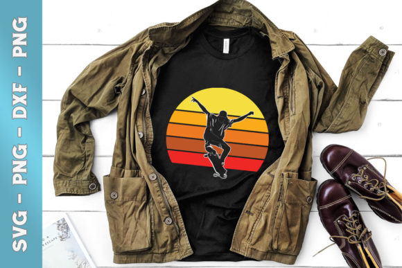 Sunset Retro Skateboard Graphics for T-Shirt Designs