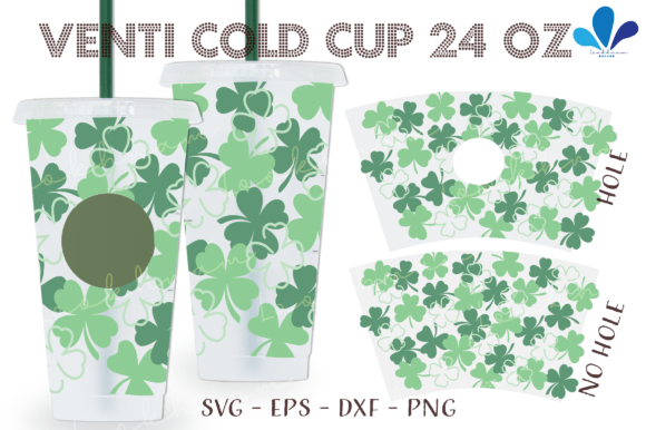Three Leaves Clover Layer Venti Cup SVG: Graphics & Crafts