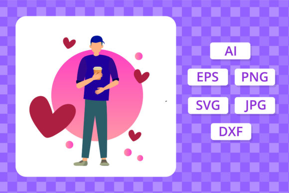 Valentine Boy and Cup of Coffee: Graphics & Illustrations Review