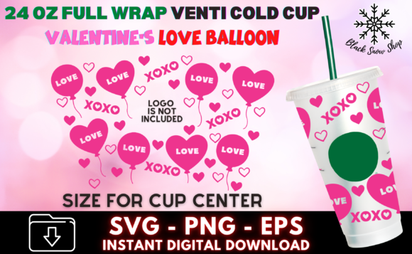 Valentine's Love Balloon Wrap Venti Cup