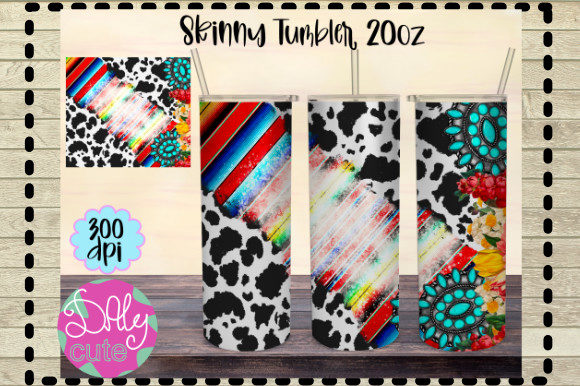 Western Serape Tumbler 20oz, Cowhide Print & Graphics